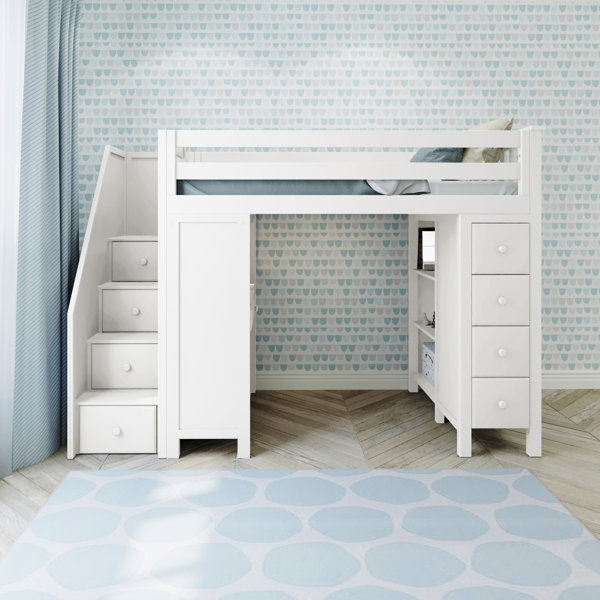 Harriet Bee Deshotel Twin Loft Bed with Drawers and Shelves & Reviews